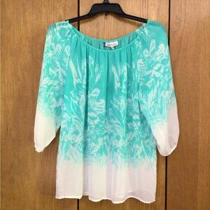 Jennifer Lopez Blouse sheer, feminine and gorgeous EUC XL washable